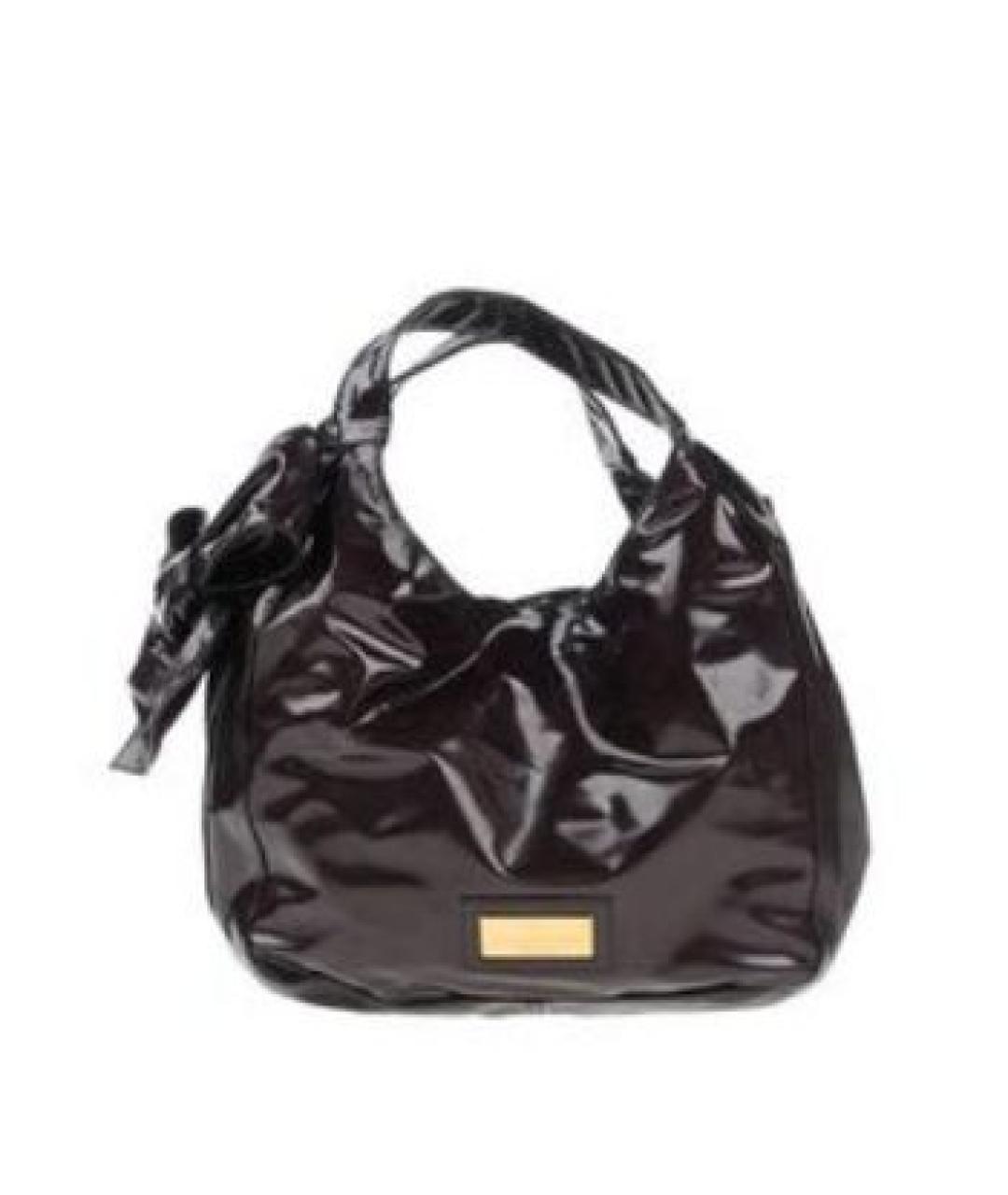 VALENTINO Черная сумка с короткими ручками из лакированной кожи, фото 1