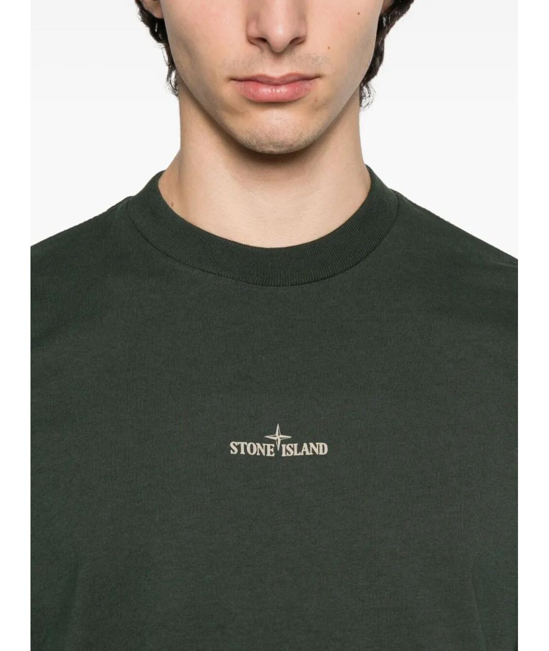 STONE ISLAND Зеленая хлопковая футболка, фото 4