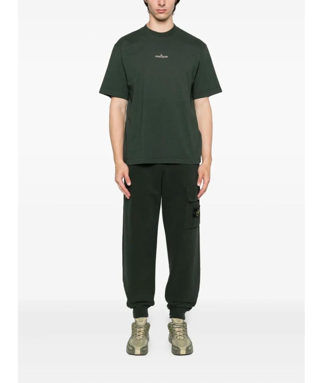 STONE ISLAND Зеленая хлопковая футболка, фото 2