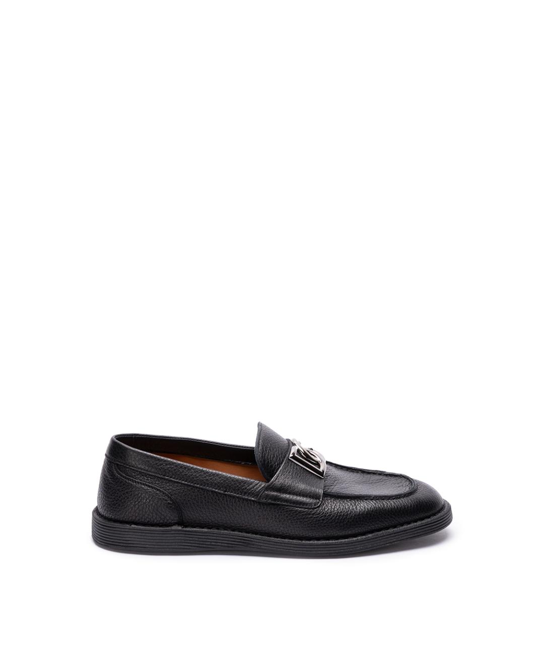 DOLCE&GABBANA Черные кожаные лоферы, фото 1