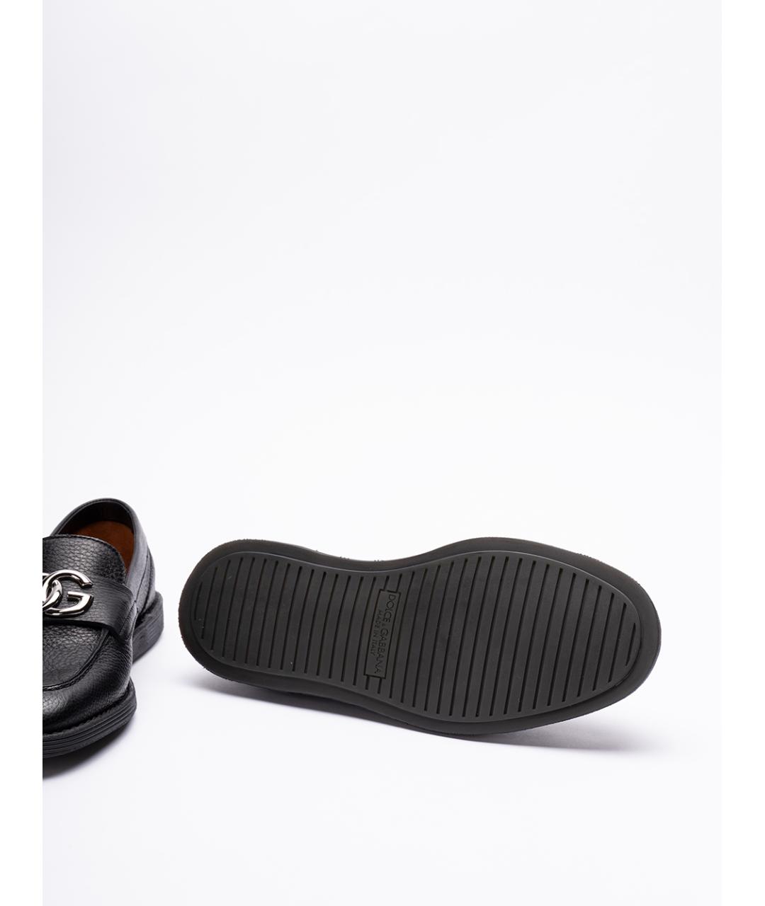 DOLCE&GABBANA Черные кожаные лоферы, фото 4
