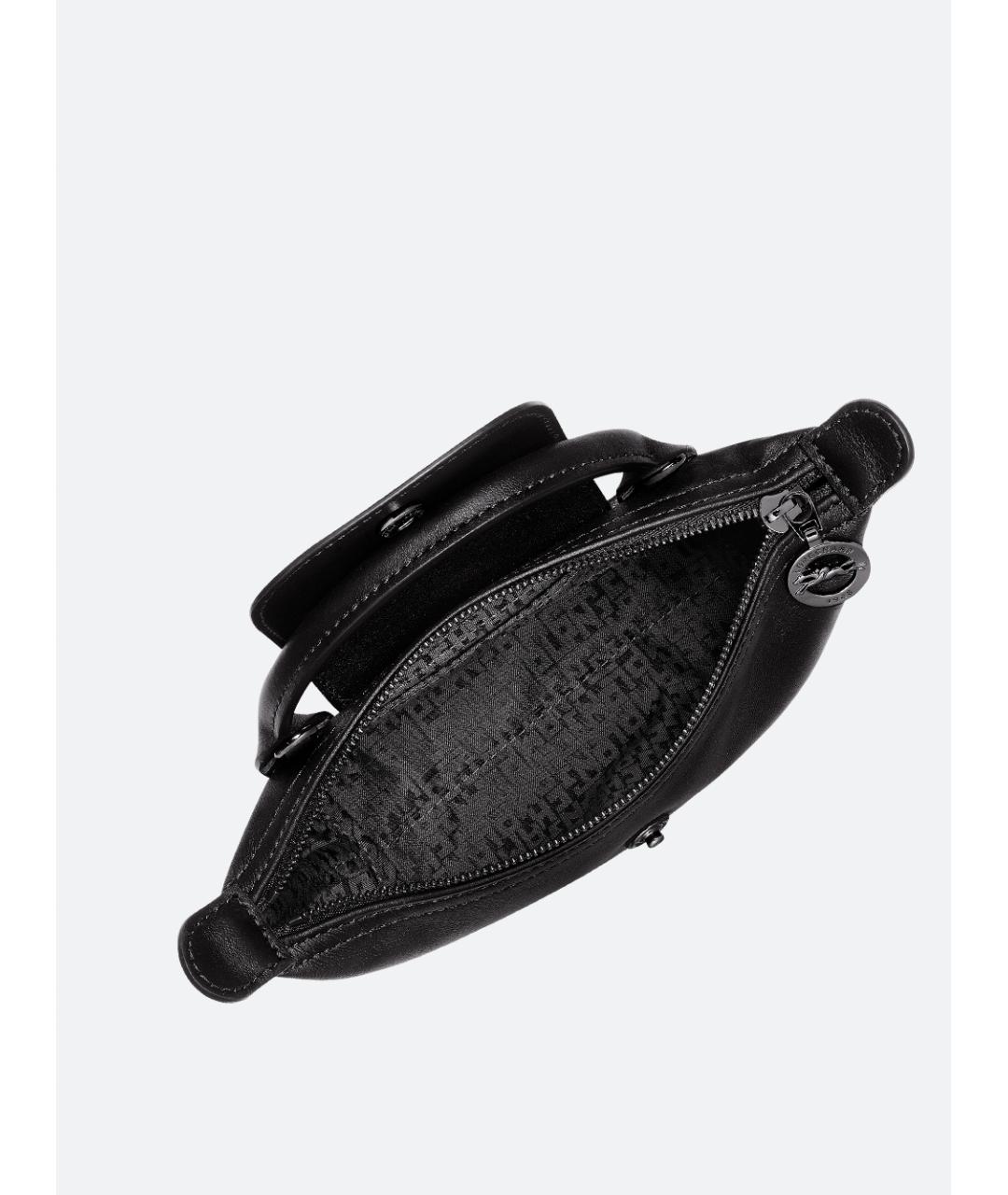 LONGCHAMP Черная кожаная сумка с короткими ручками, фото 3