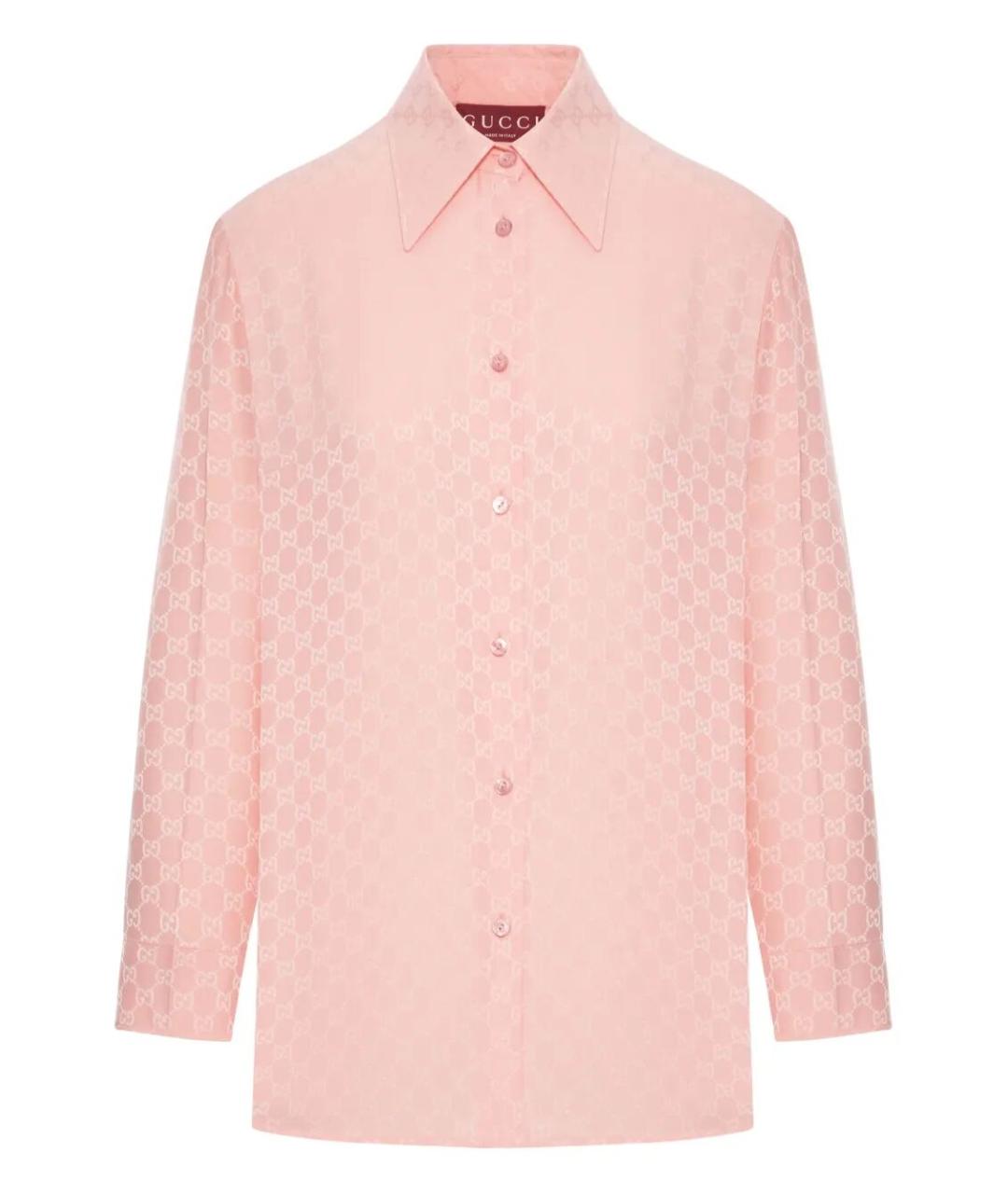 GUCCI Розовая шелковая рубашка, фото 1