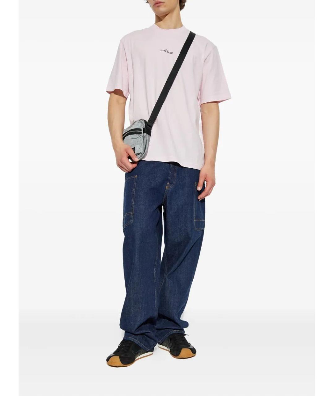 STONE ISLAND Розовая хлопковая футболка, фото 2