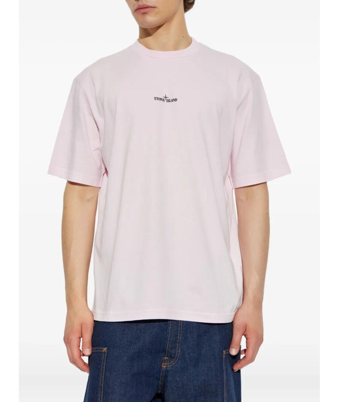 STONE ISLAND Розовая хлопковая футболка, фото 4