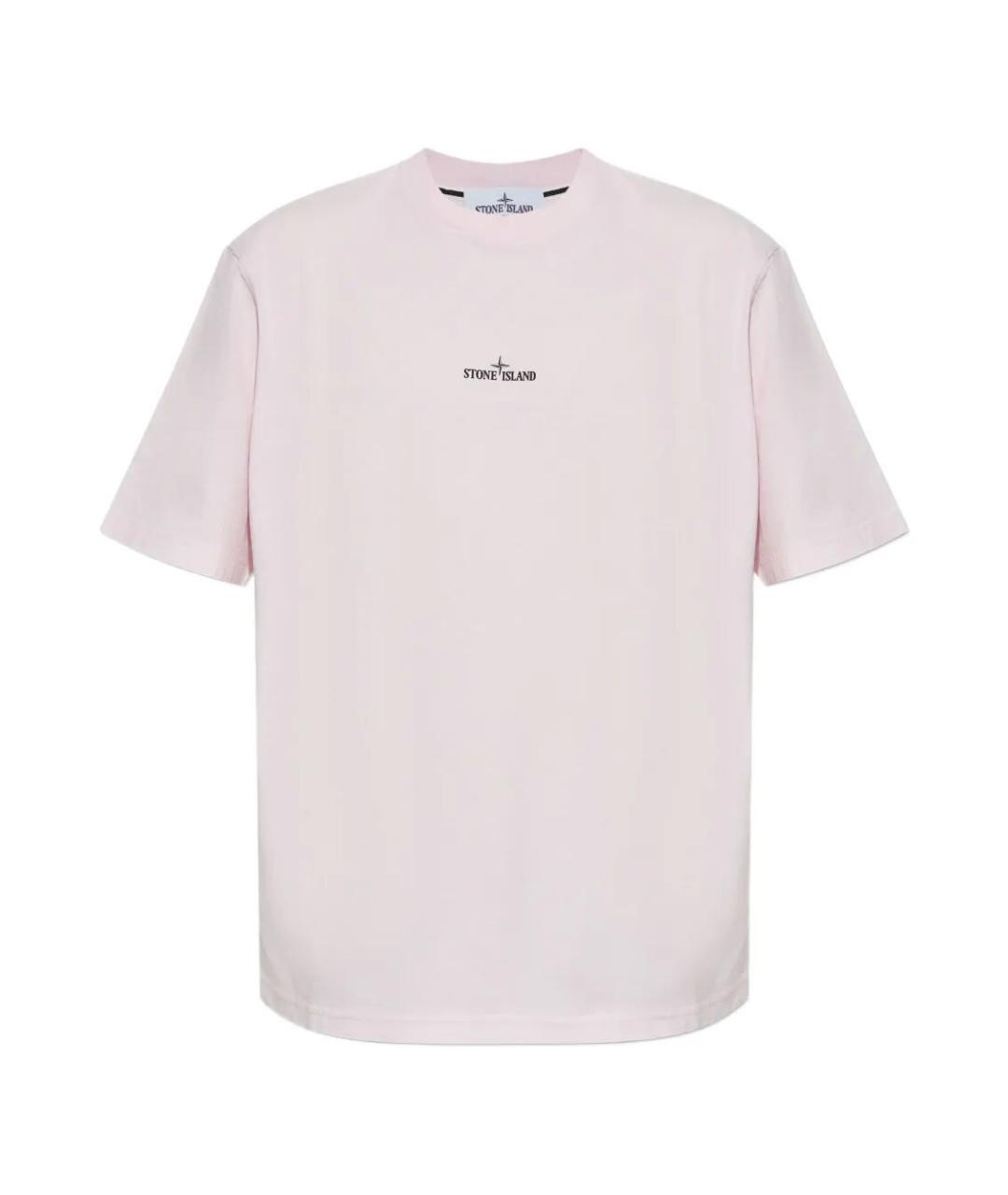 STONE ISLAND Розовая хлопковая футболка, фото 1