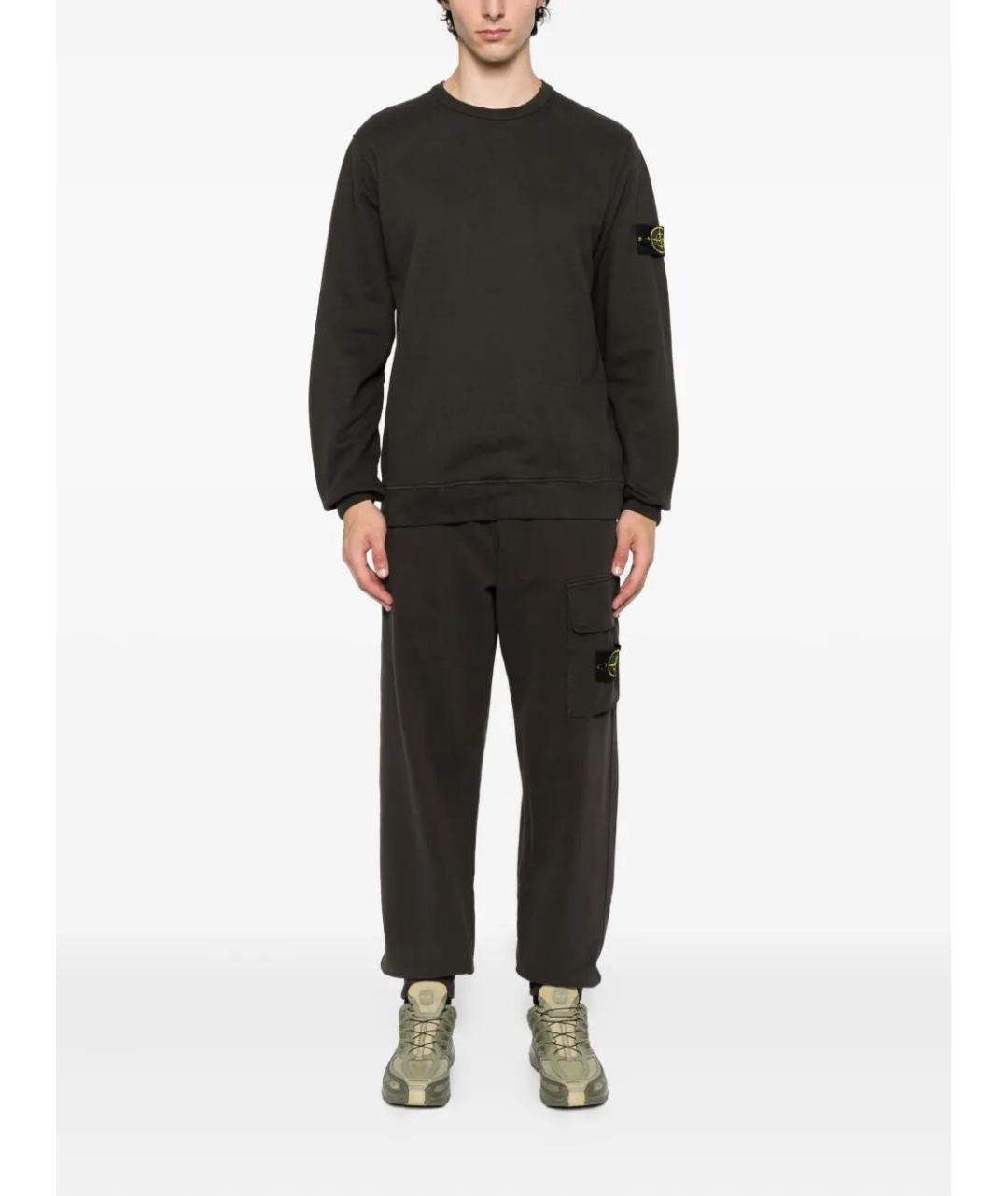 STONE ISLAND Коричневые хлопковые повседневные брюки, фото 2