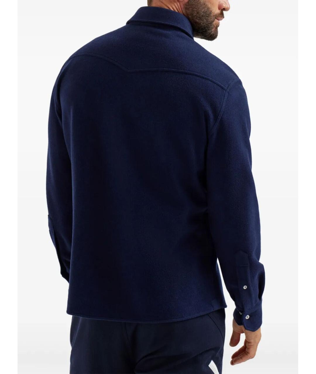 BRUNELLO CUCINELLI Темно-синяя кашемировая кэжуал рубашка, фото 5