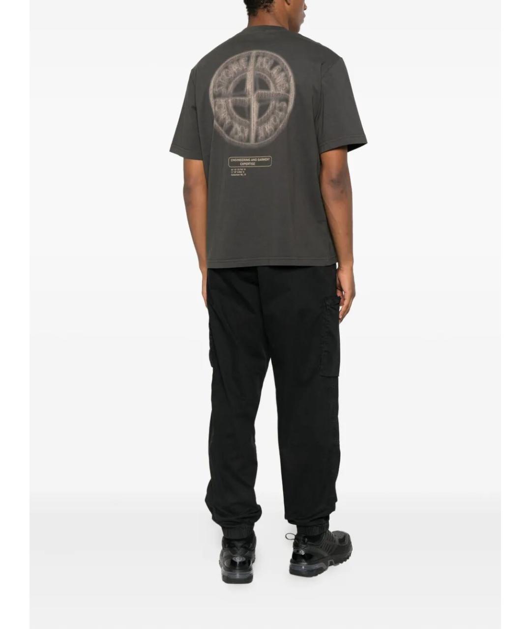 STONE ISLAND Серая хлопковая футболка, фото 2