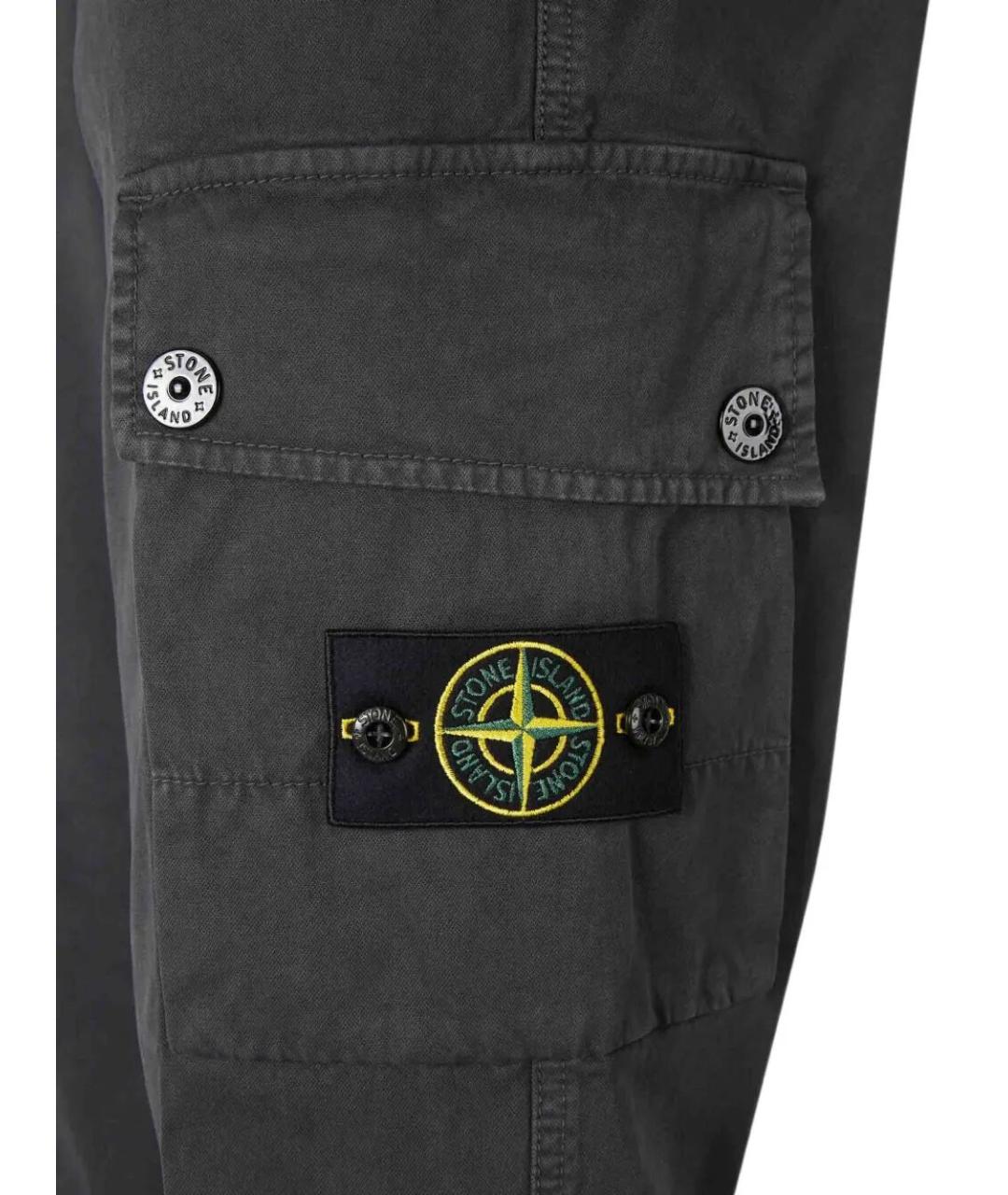 STONE ISLAND Серые хлопковые повседневные брюки, фото 5