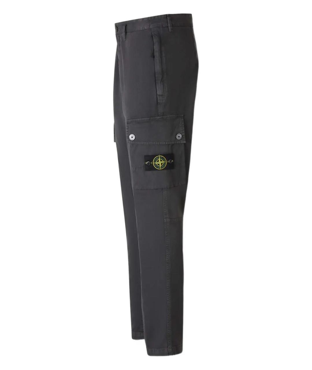STONE ISLAND Серые хлопковые повседневные брюки, фото 4