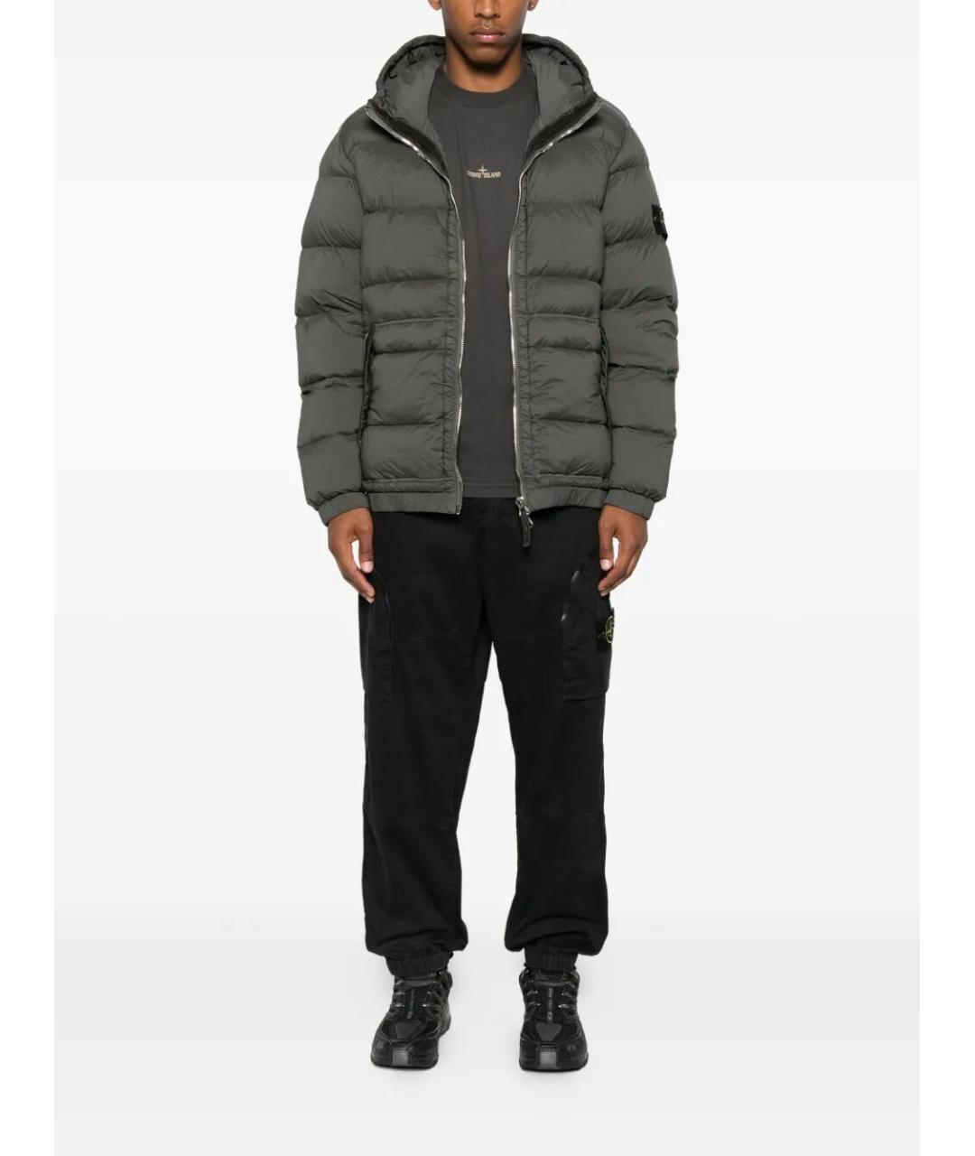 STONE ISLAND Серая полиамидовая куртка, фото 2