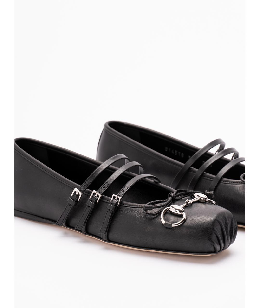 GUCCI Черные кожаные балетки, фото 5