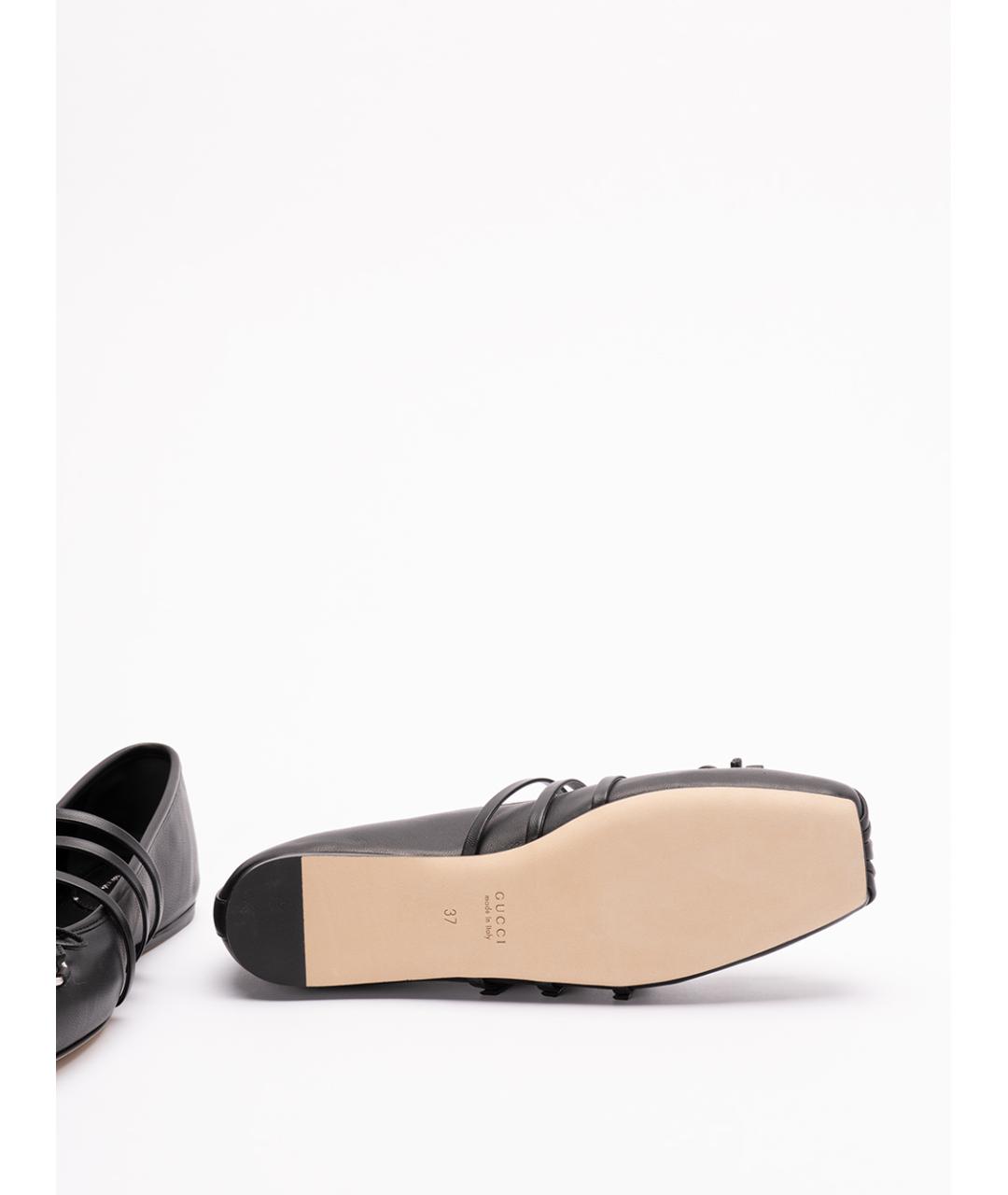 GUCCI Черные кожаные балетки, фото 4