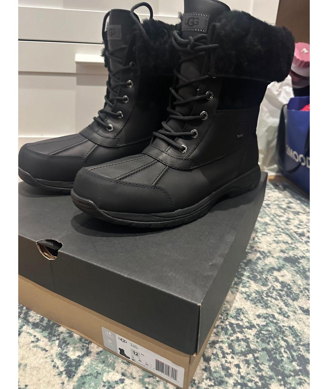 UGG AUSTRALIA Черные кожаные высокие ботинки, фото 2