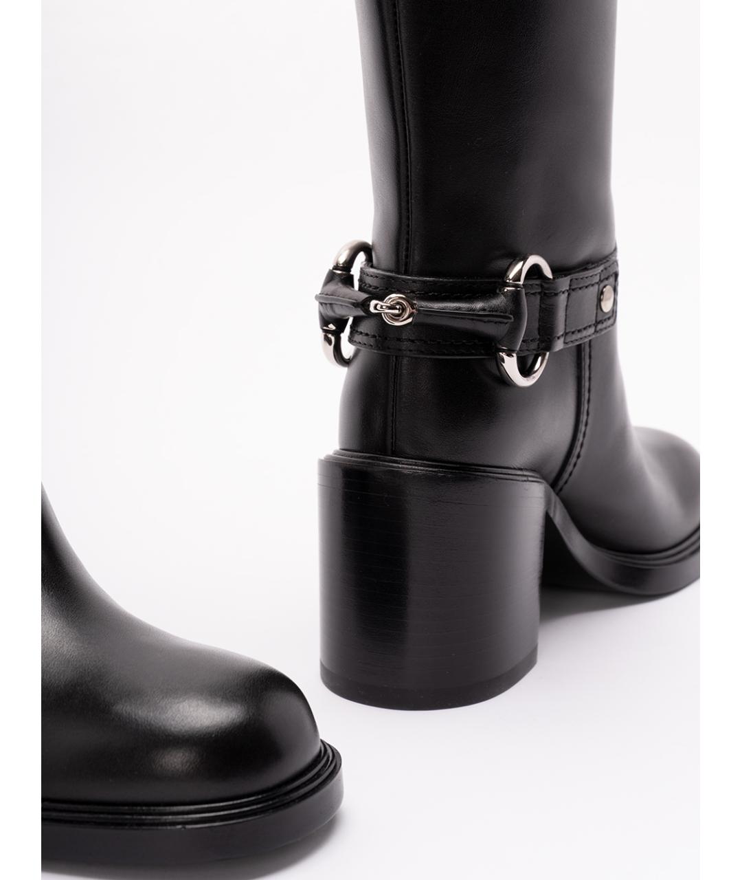 GUCCI Черные кожаные сапоги, фото 6
