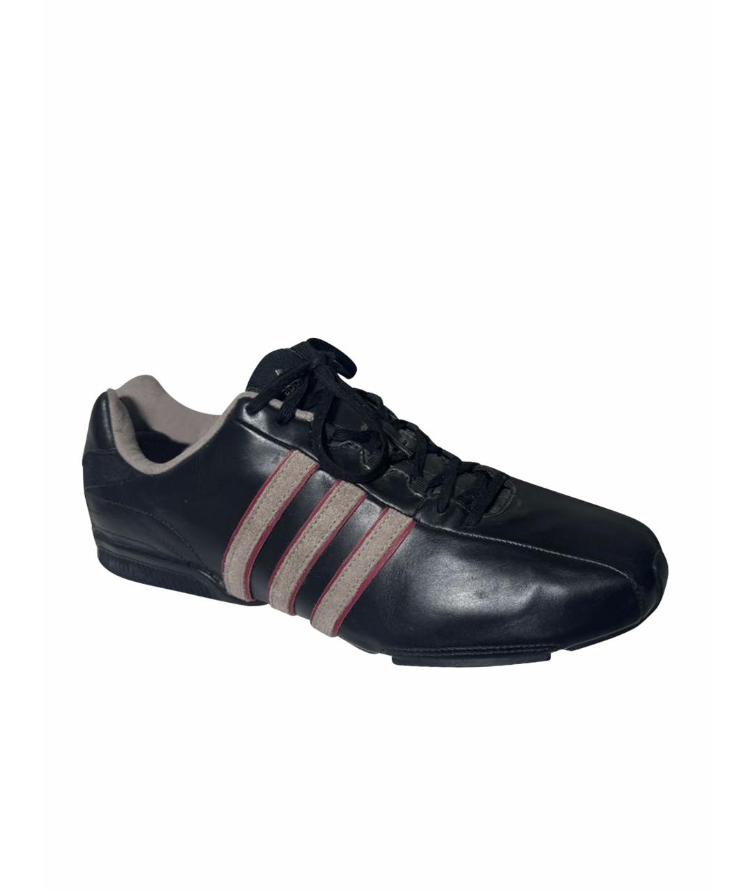 ADIDAS Черные кожаные низкие кроссовки / кеды, фото 1
