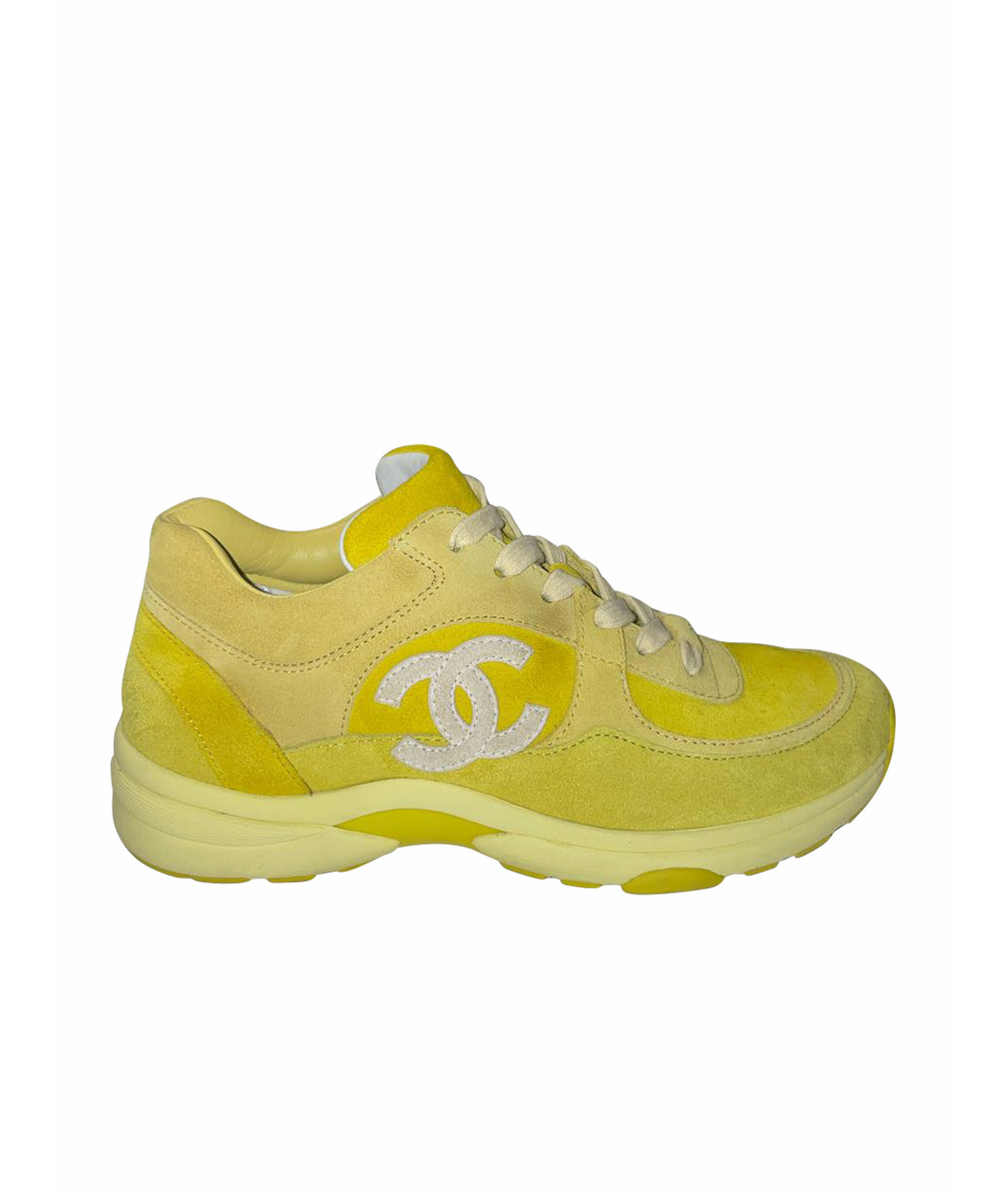 CHANEL PRE-OWNED Желтые замшевые кроссовки, фото 1