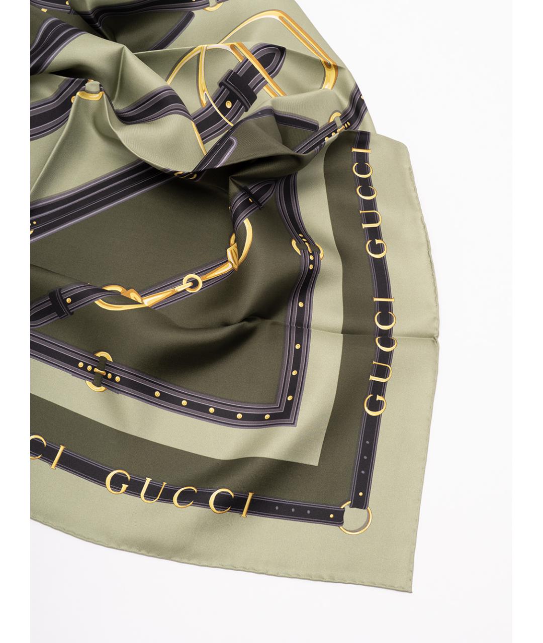 GUCCI Зеленый шелковый платок, фото 4