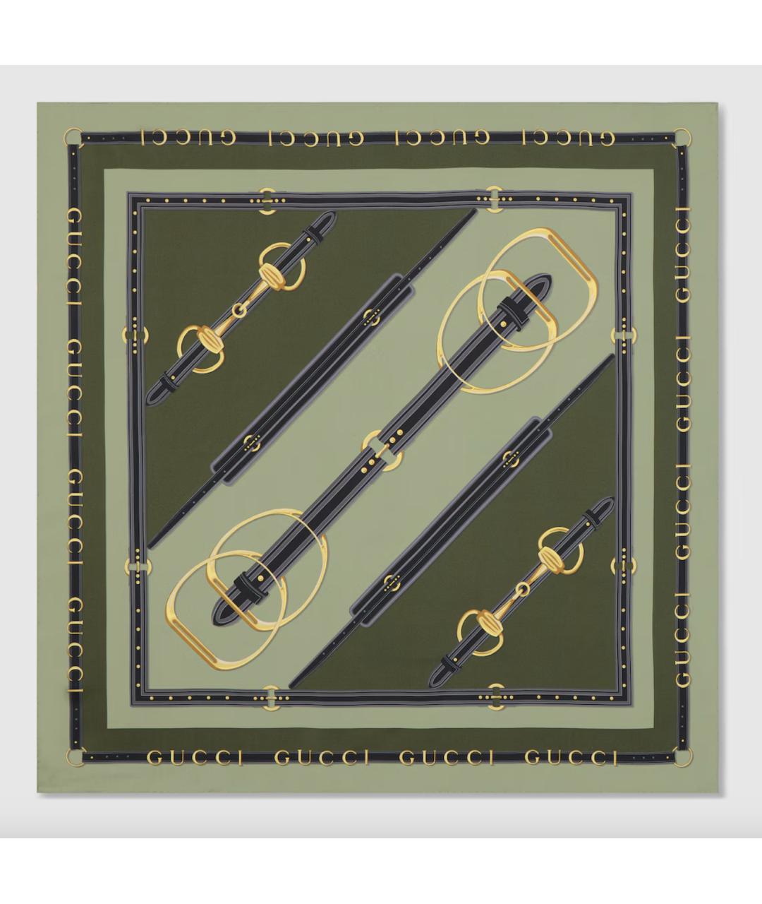 GUCCI Зеленый шелковый платок, фото 6