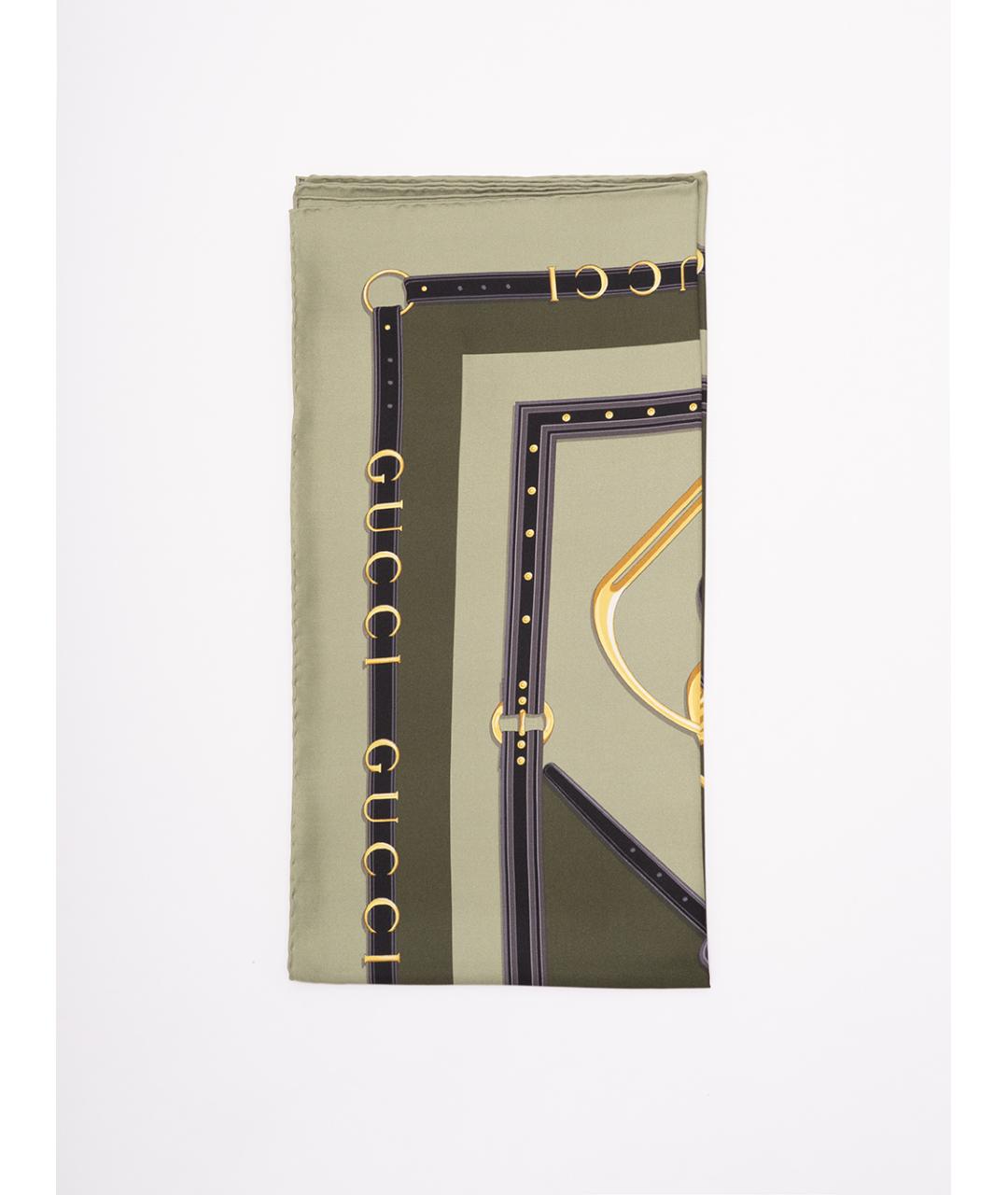 GUCCI Зеленый шелковый платок, фото 5