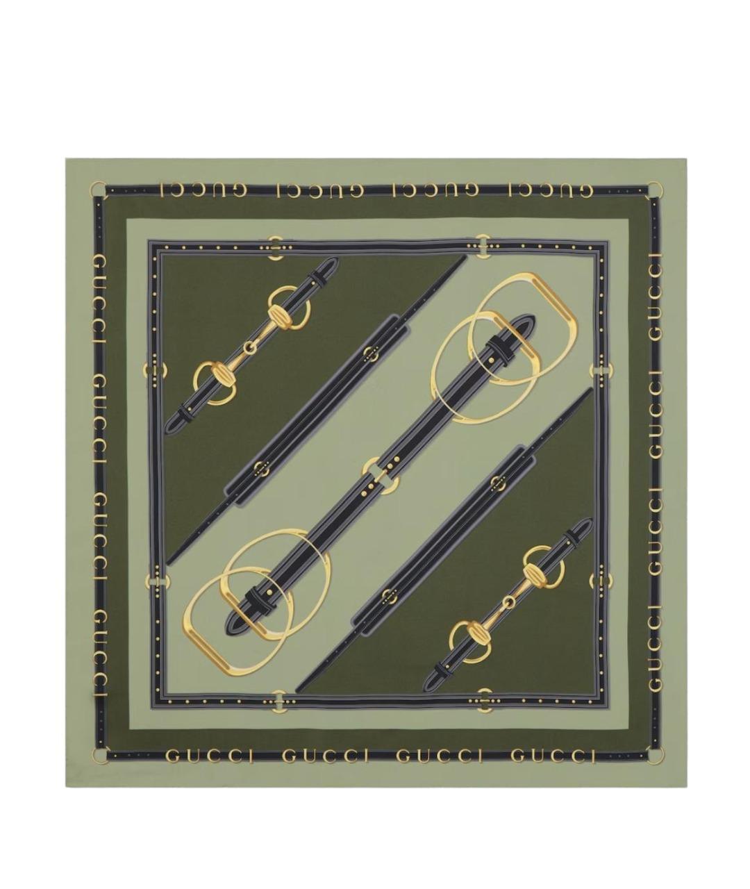 GUCCI Зеленый шелковый платок, фото 1