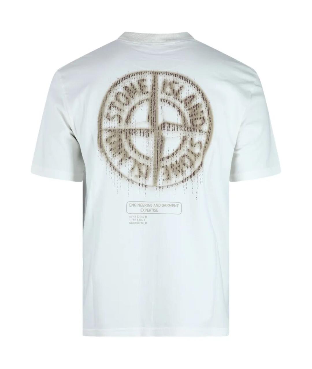 STONE ISLAND Белая хлопковая футболка, фото 4