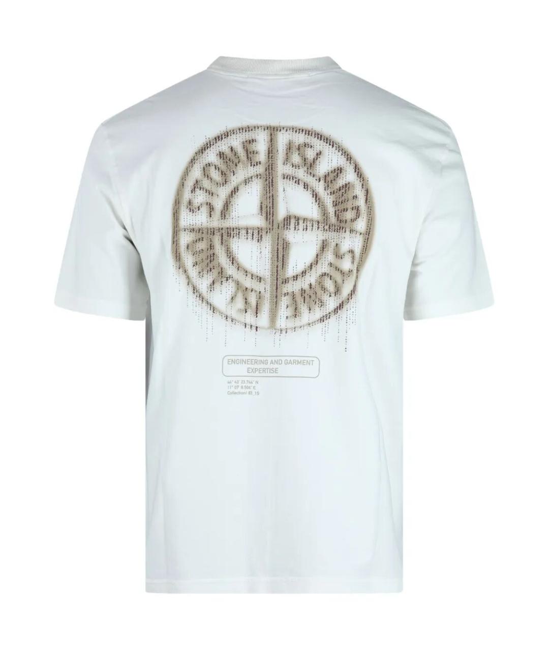 STONE ISLAND Белая хлопковая футболка, фото 3