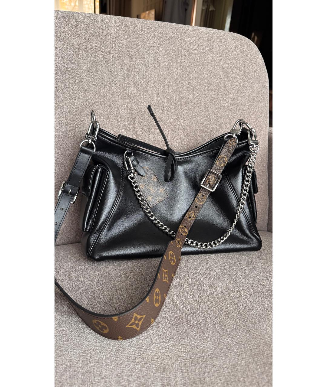 LOUIS VUITTON Черная кожаная сумка через плечо, фото 2