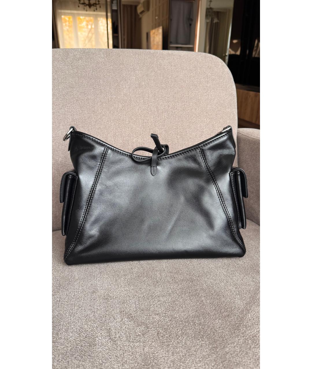 LOUIS VUITTON Черная кожаная сумка через плечо, фото 4