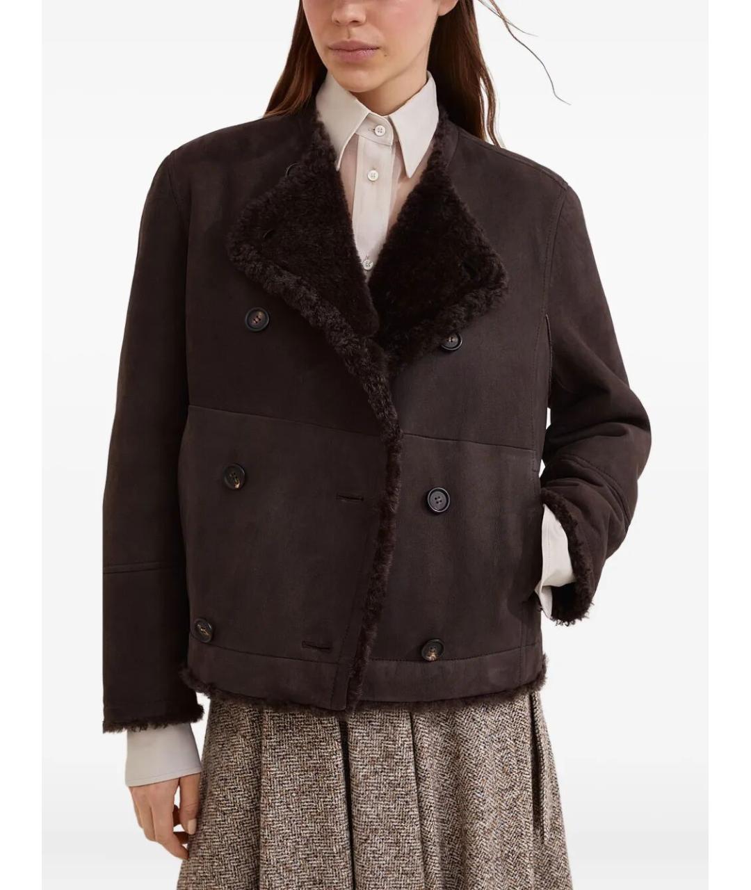 BRUNELLO CUCINELLI Коричневая шерстяная дубленка, фото 6