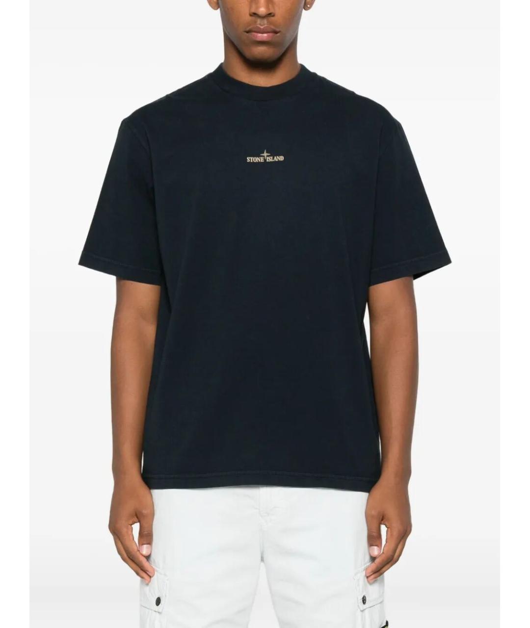 STONE ISLAND Синяя хлопковая футболка, фото 4