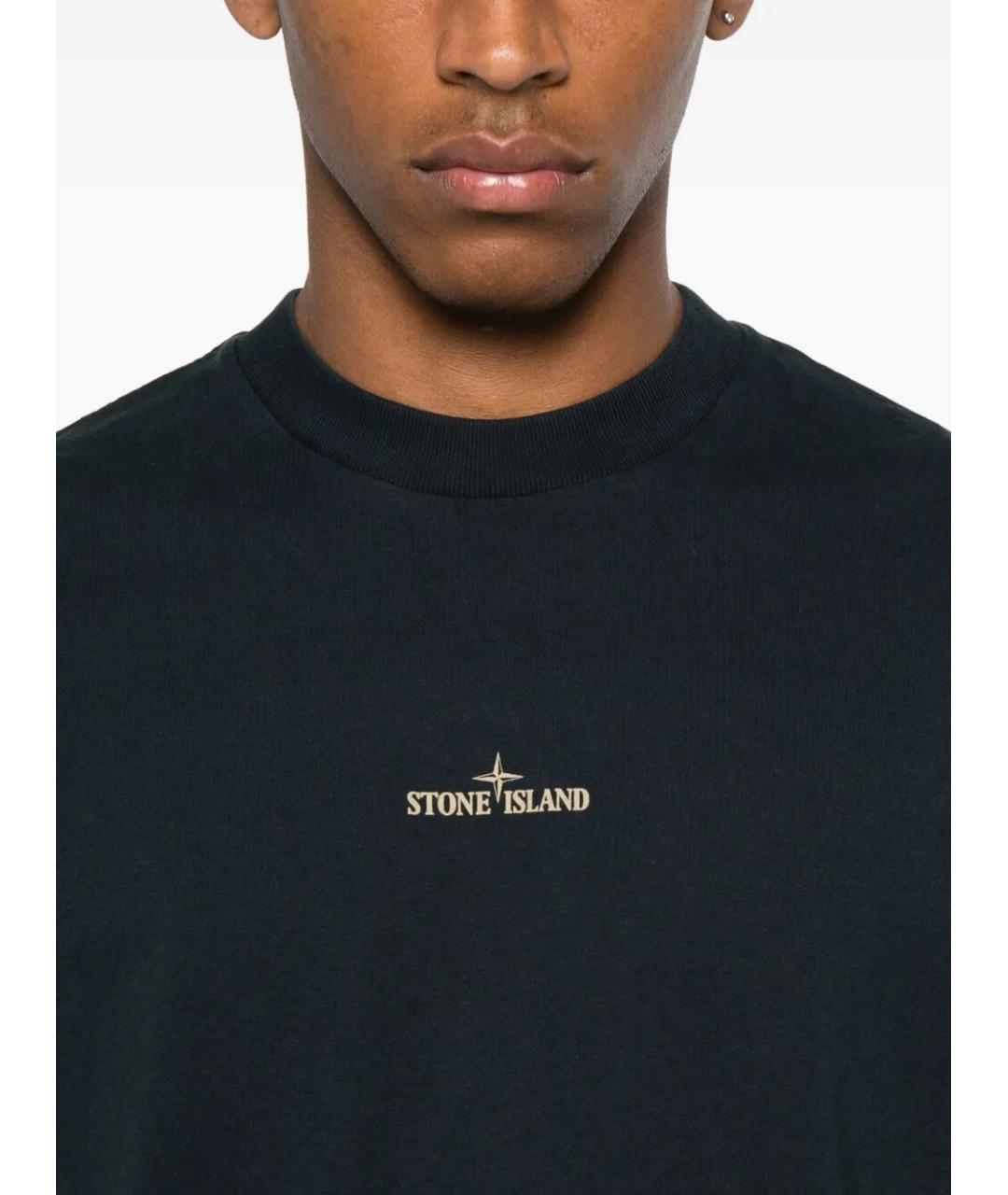 STONE ISLAND Синяя хлопковая футболка, фото 3