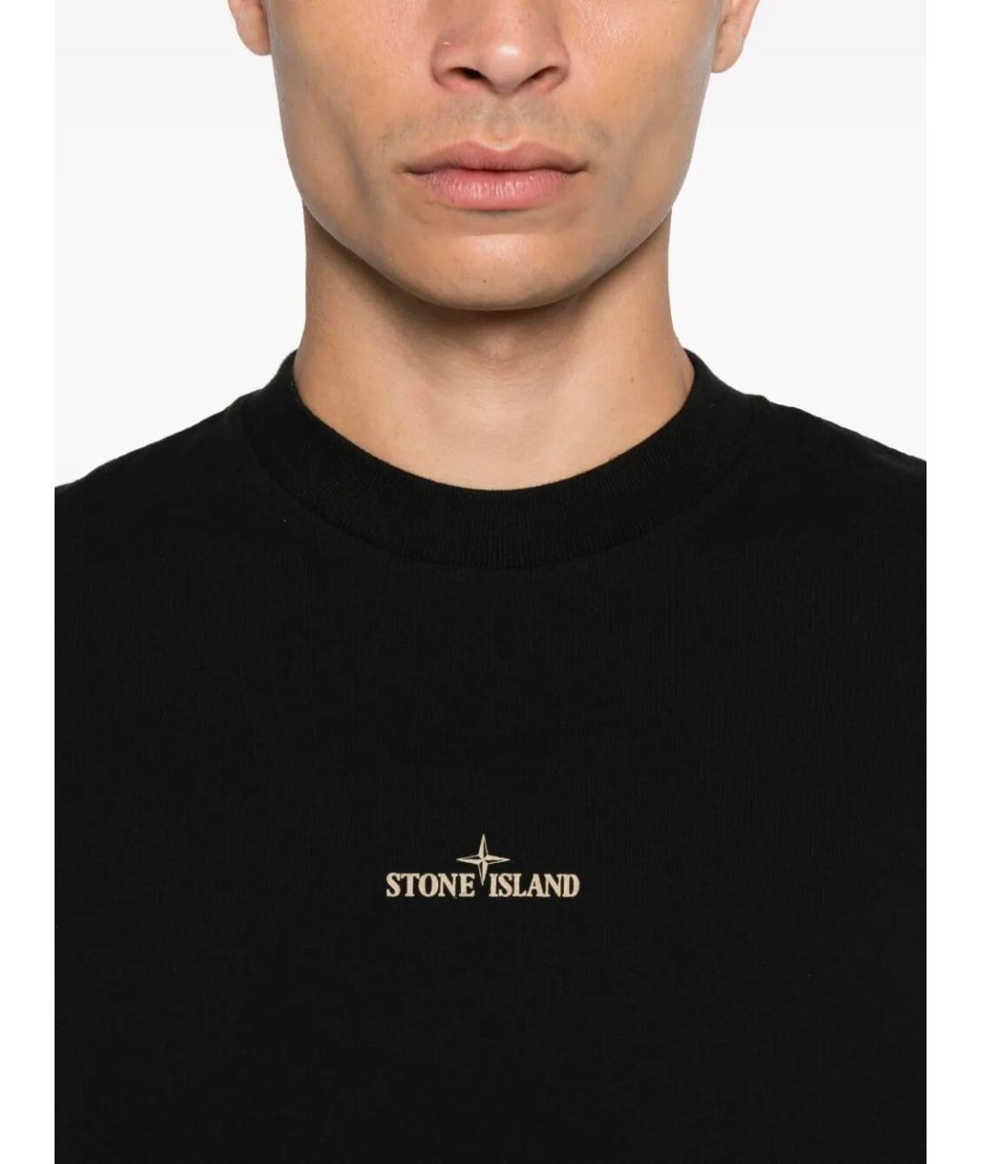 STONE ISLAND Черная хлопковая футболка, фото 3