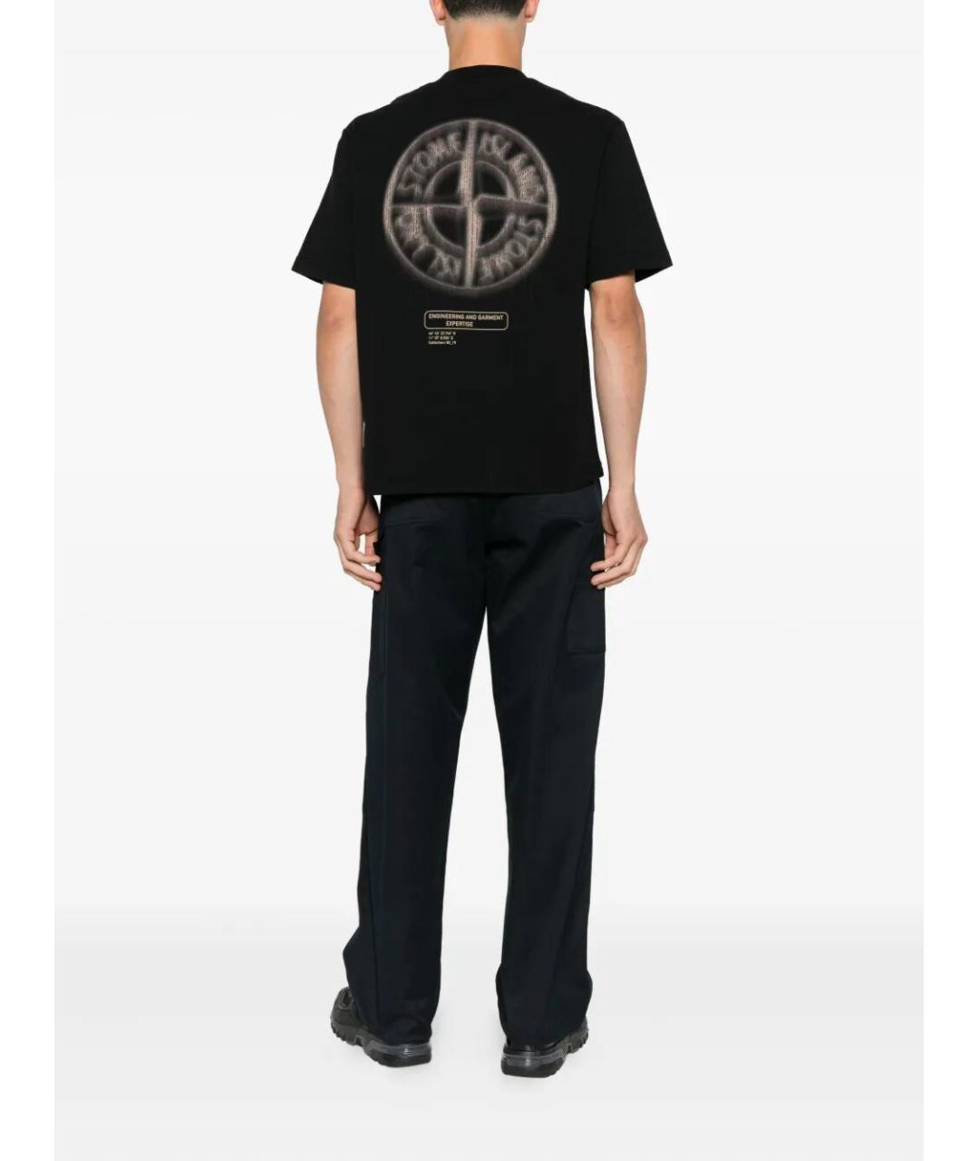 STONE ISLAND Черная хлопковая футболка, фото 2