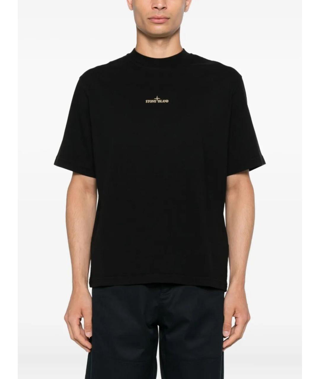STONE ISLAND Черная хлопковая футболка, фото 4