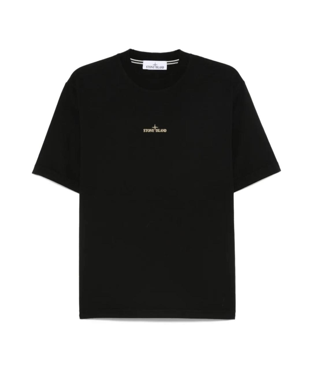 STONE ISLAND Черная хлопковая футболка, фото 1