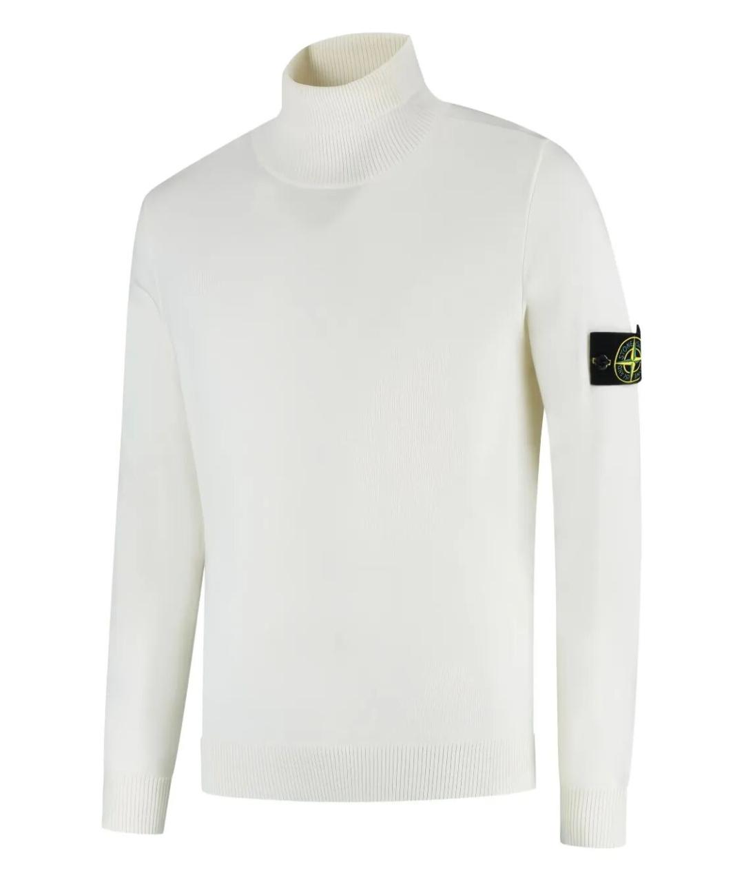 STONE ISLAND Белая шерстяная водолазка, фото 2