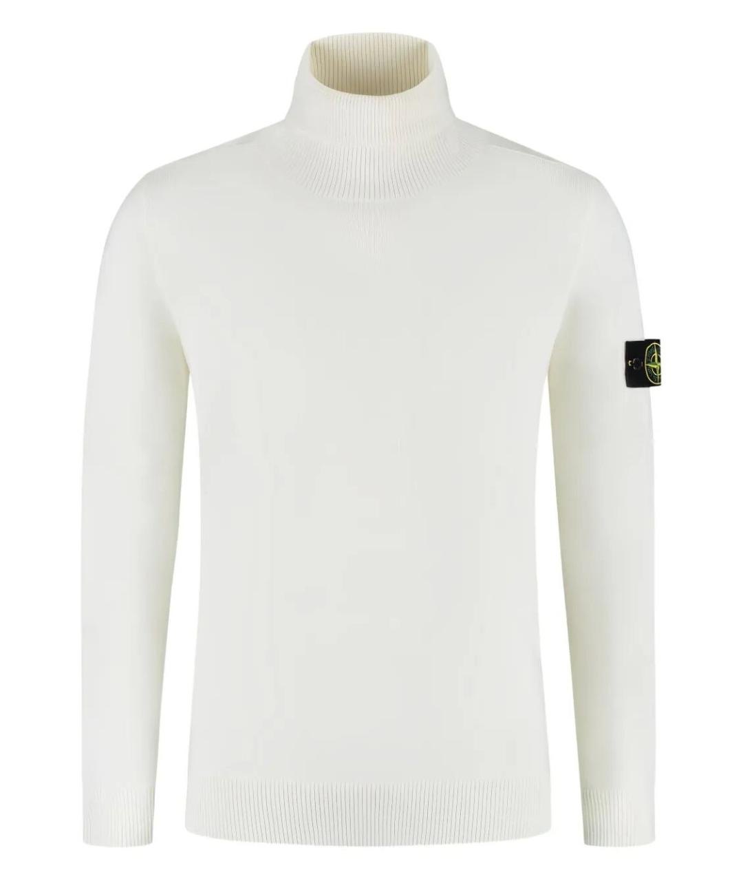 STONE ISLAND Белая шерстяная водолазка, фото 1