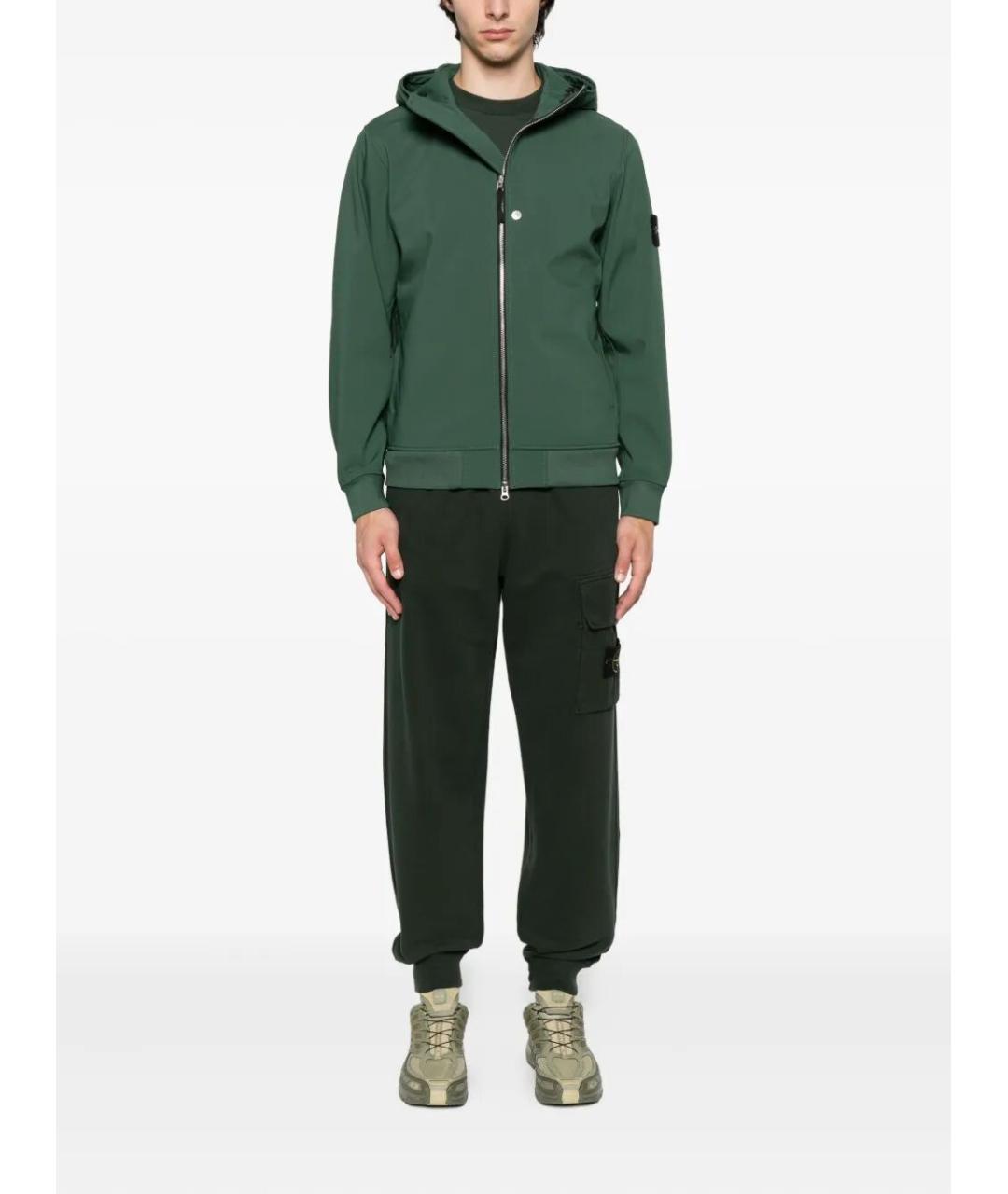 STONE ISLAND Зеленые хлопковые повседневные брюки, фото 2