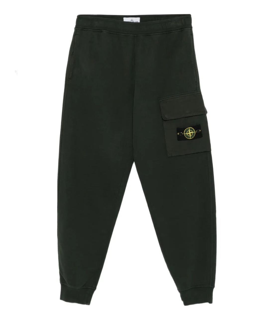 STONE ISLAND Зеленые хлопковые повседневные брюки, фото 1
