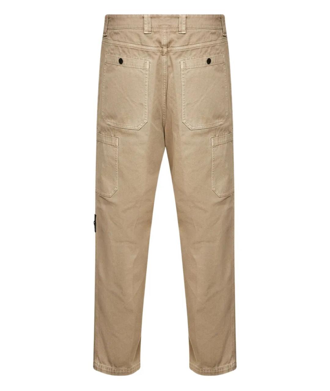 STONE ISLAND Бежевые хлопковые повседневные брюки, фото 2