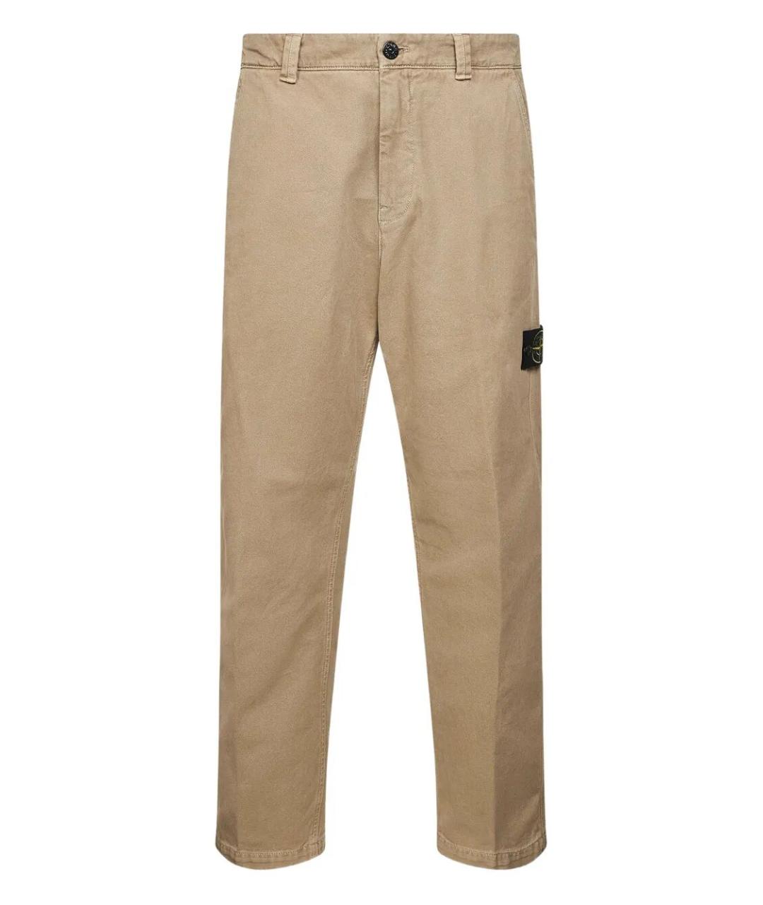 STONE ISLAND Бежевые хлопковые повседневные брюки, фото 1