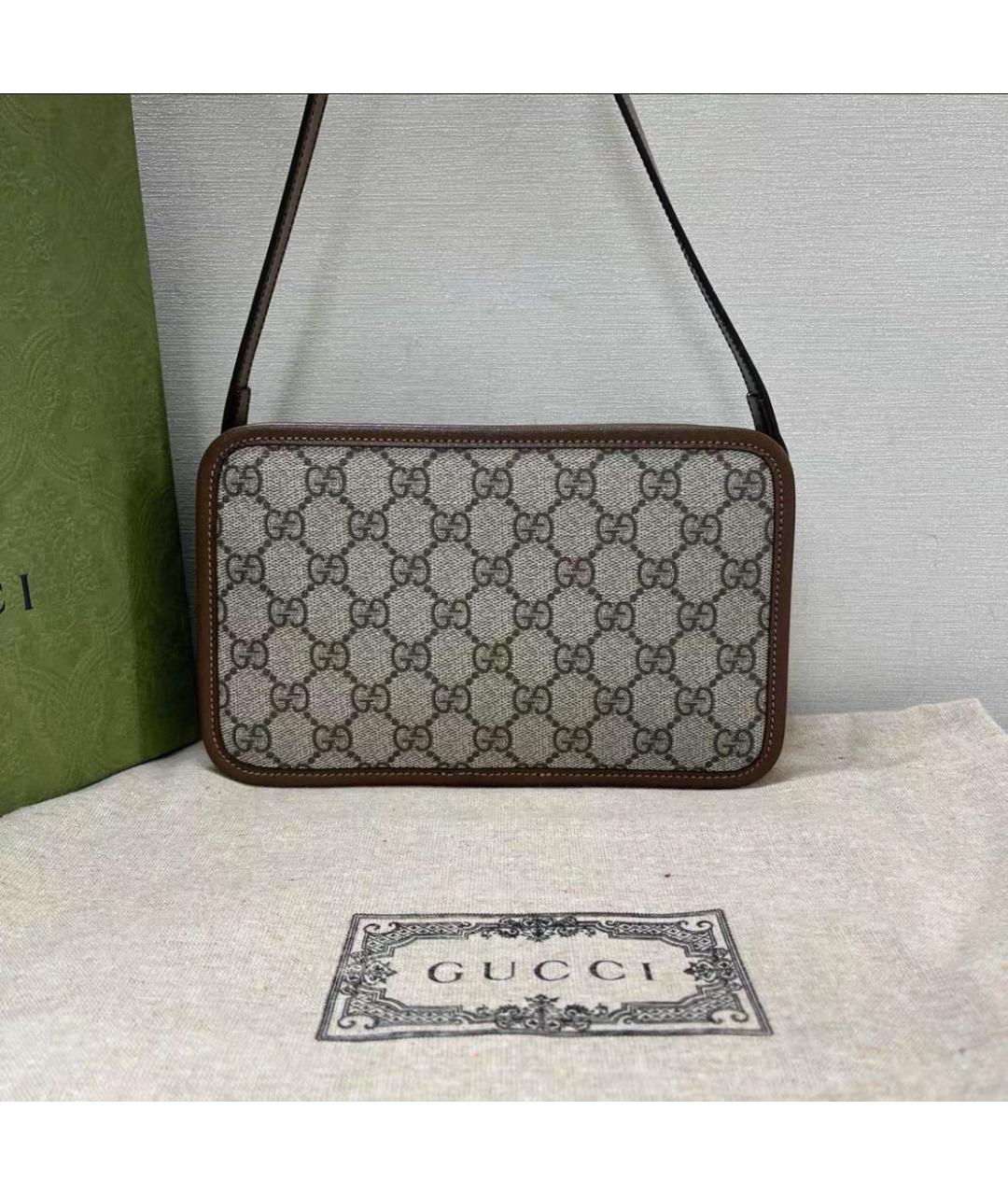 GUCCI Бежевая тканевая сумка через плечо, фото 3
