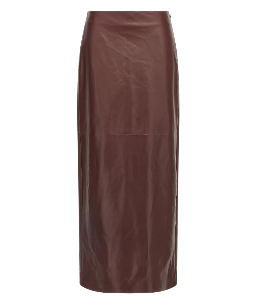 BRUNELLO CUCINELLI Бордовая кожаная юбка макси, фото 1