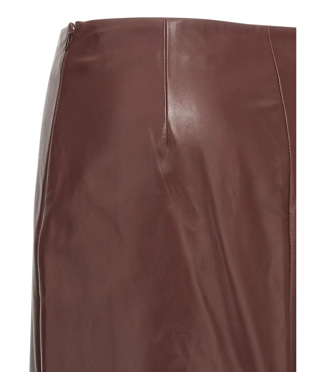 BRUNELLO CUCINELLI Бордовая кожаная юбка макси, фото 4