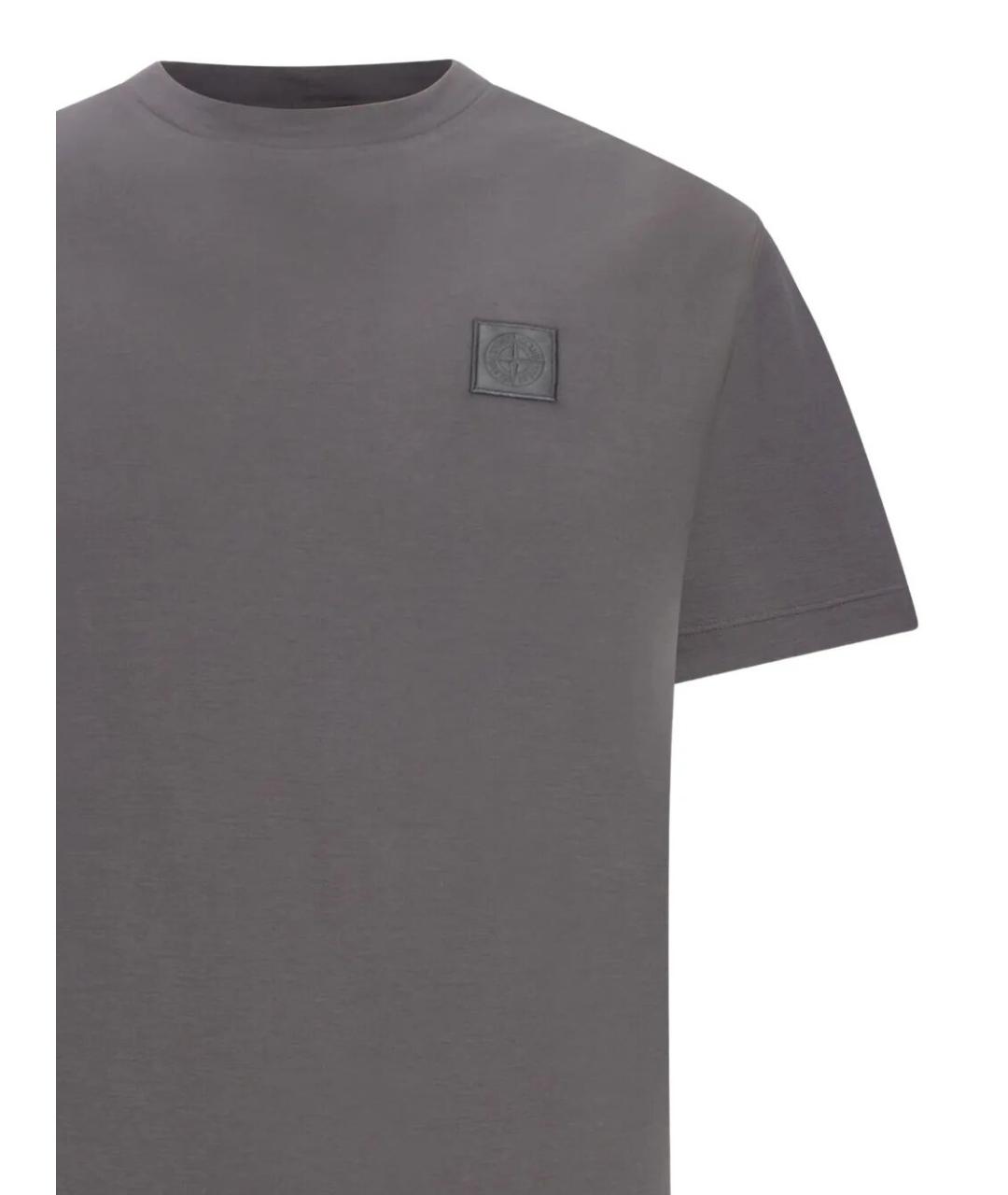 STONE ISLAND Серая хлопковая футболка, фото 2