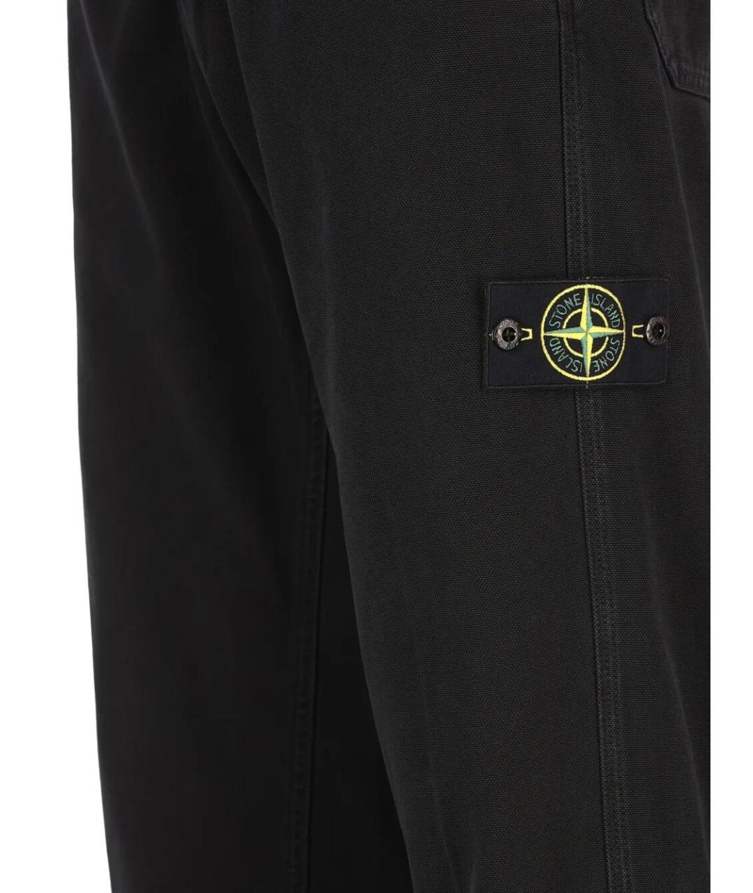 STONE ISLAND Черные хлопковые повседневные брюки, фото 3