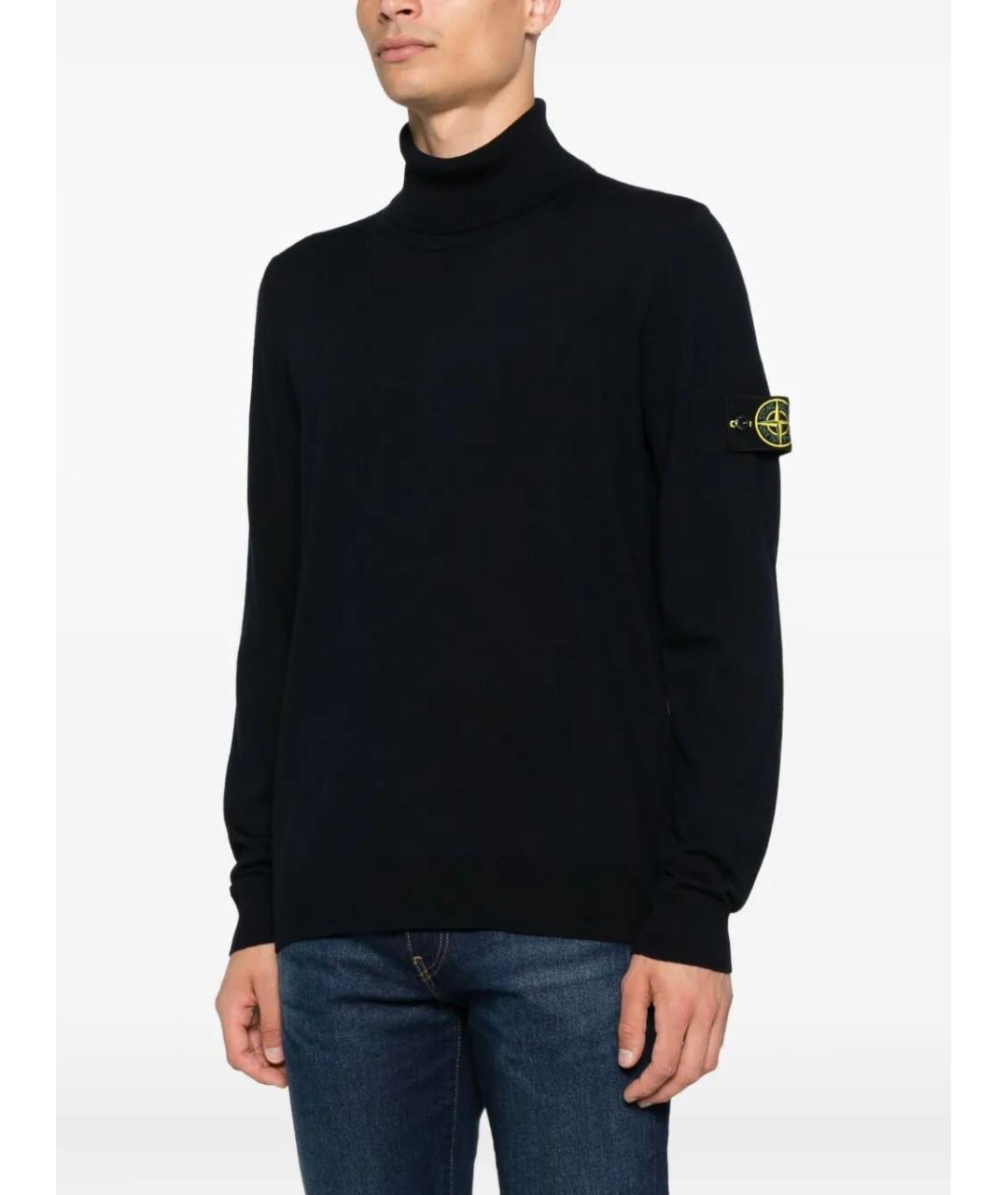 STONE ISLAND Синяя шерстяная водолазка, фото 3