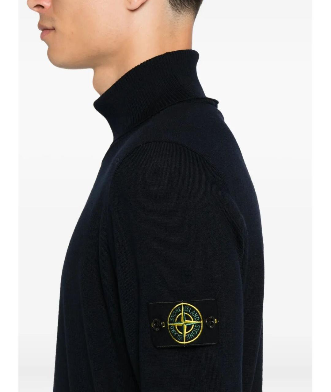 STONE ISLAND Синяя шерстяная водолазка, фото 5